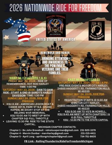 Next Event Ride Pre-Ride Events: Ride for Freedom | Motor City Chapter #5057 ...